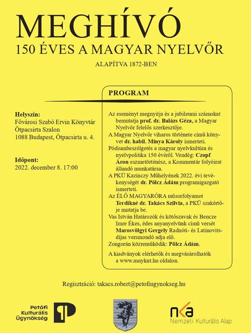 150 éves a Magyar Nyelvőr