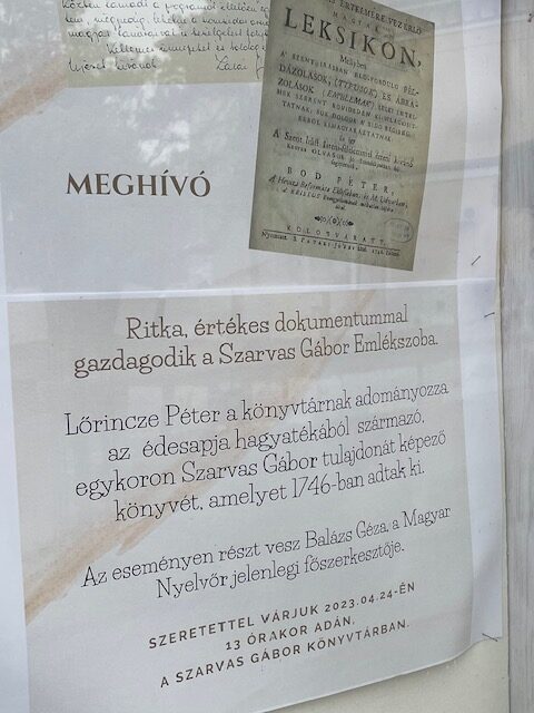 Ajándék az adai Szarvas Gábor Könyvtárnak