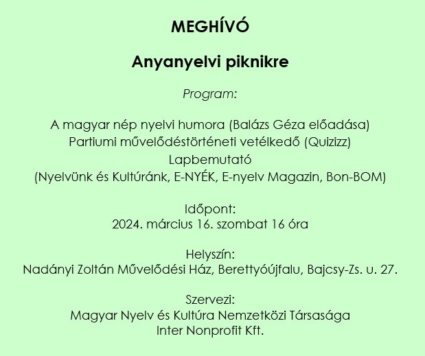 Anyanyelvi piknik Berettyóújfaluban