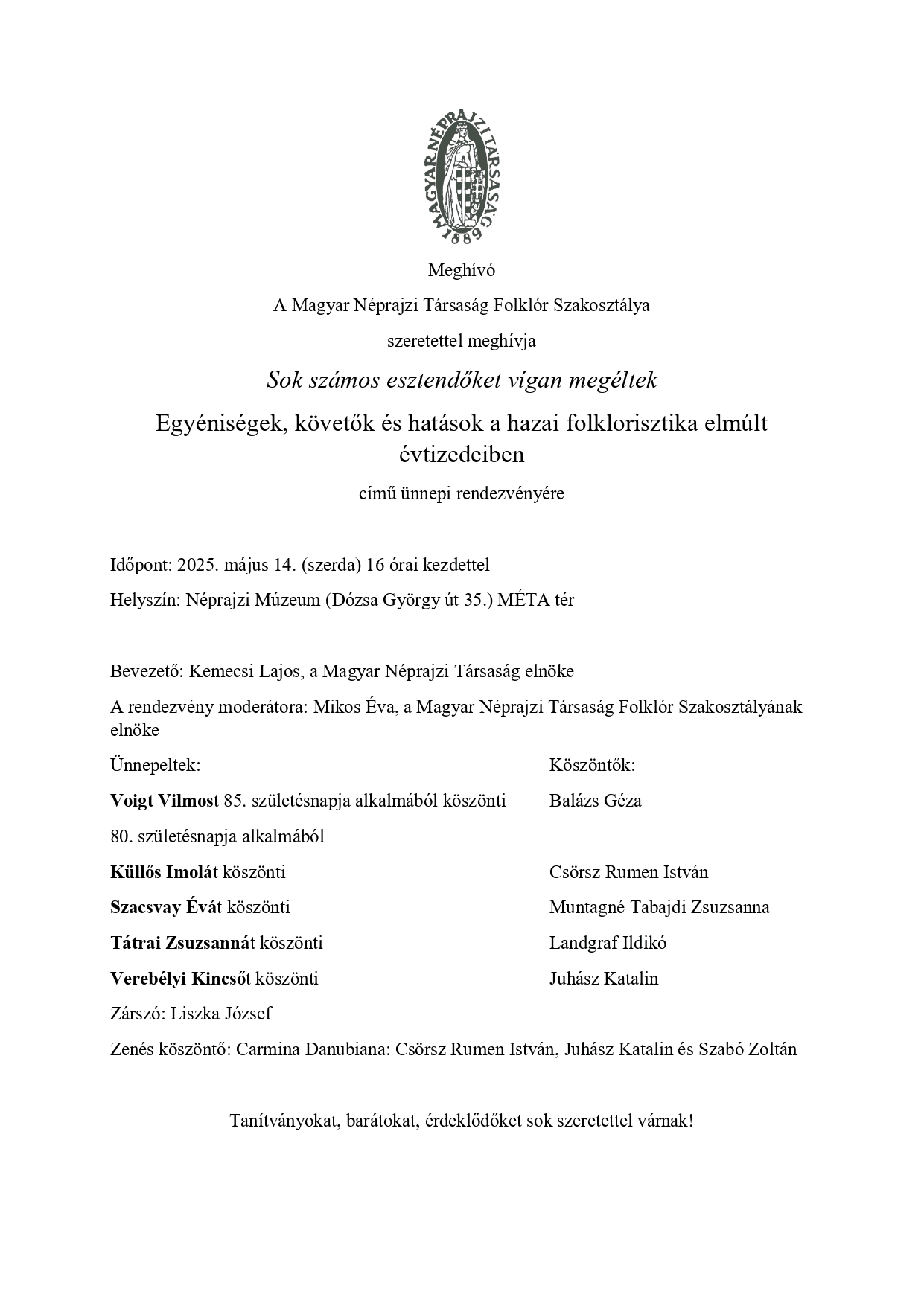 Sok számos esztendőket vígan megéltek
